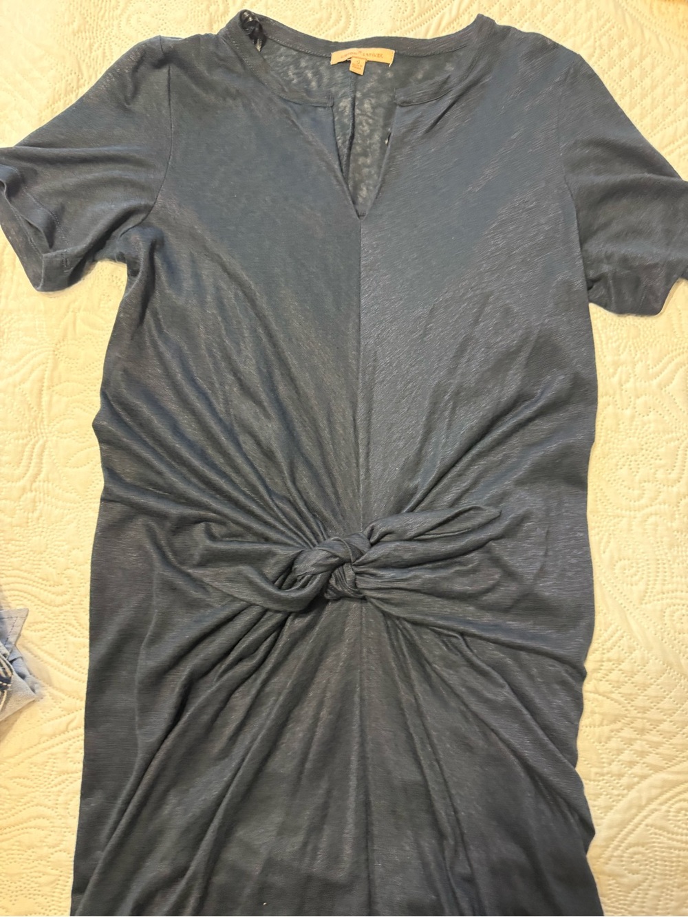 Women’s Gibson and Latimer size small Knot-Front Short Sleeve Shirt Dress - Blue - Picture 2 of 6